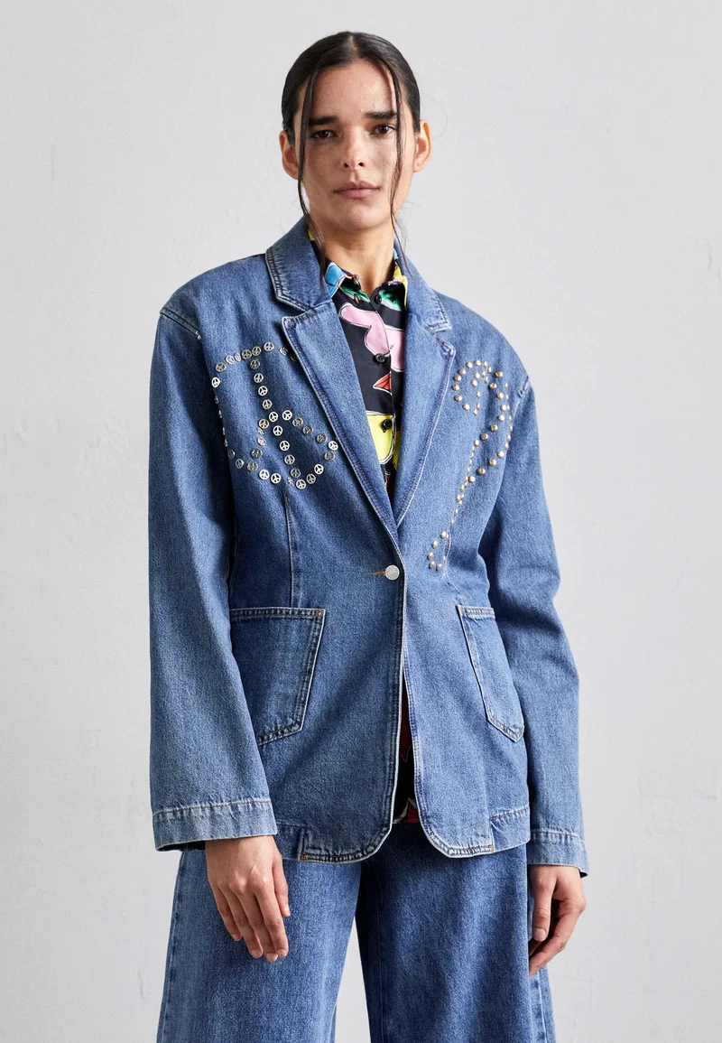 UK official online shop MOSCHINO JEANS JACKET - Denim jacket blue Clothing Jackets & Blazers Bomber Jackets