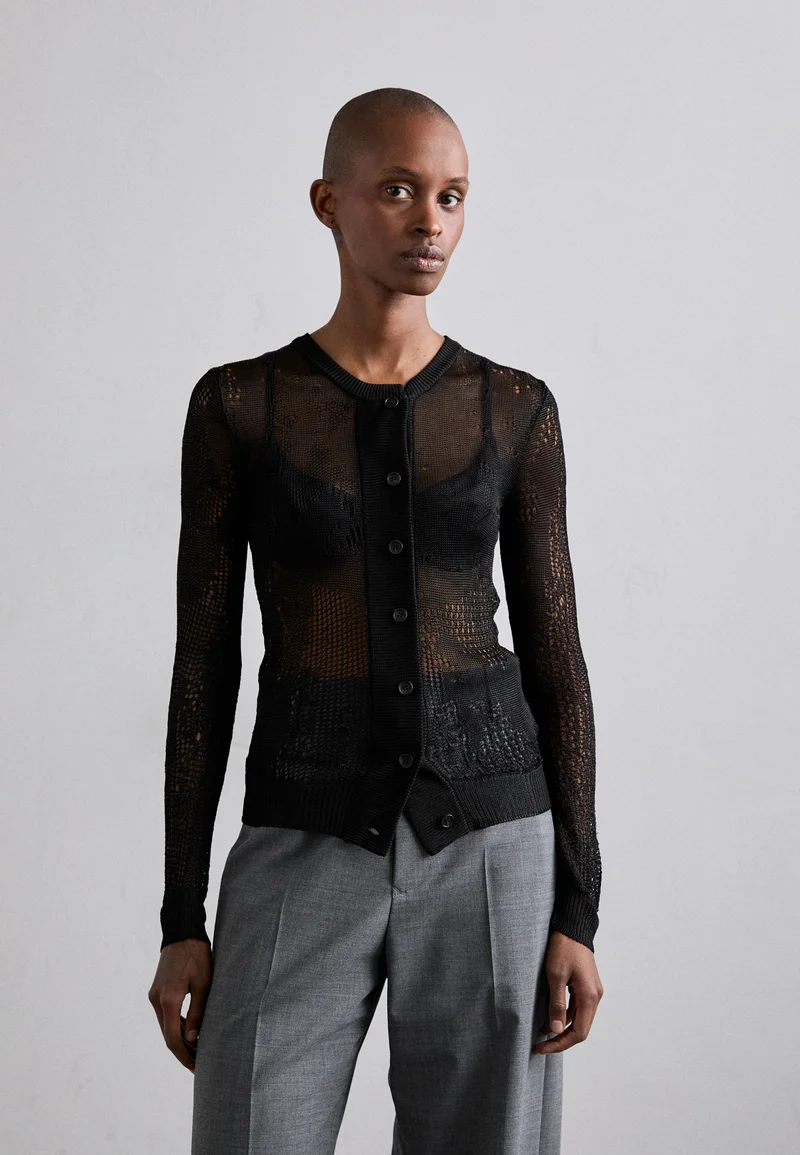 wholesale dealer 032c FRACTURED CARDIGAN - Cardigan black Streetwear Sale Streetwear Clothing Socks Cardigans