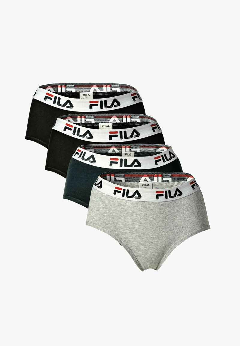 classic fashion trend Fila 4 PACK  - Briefs schwarz/grau/marine Streetwear Clothing Underwear Bottoms