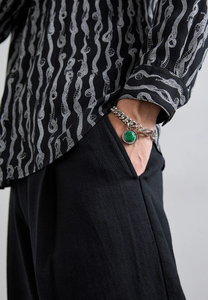cheap prices Roberto Cavalli BRACELET UNISEX - Bracelet silver-coloured/green Accessories Jewellery Bracelets