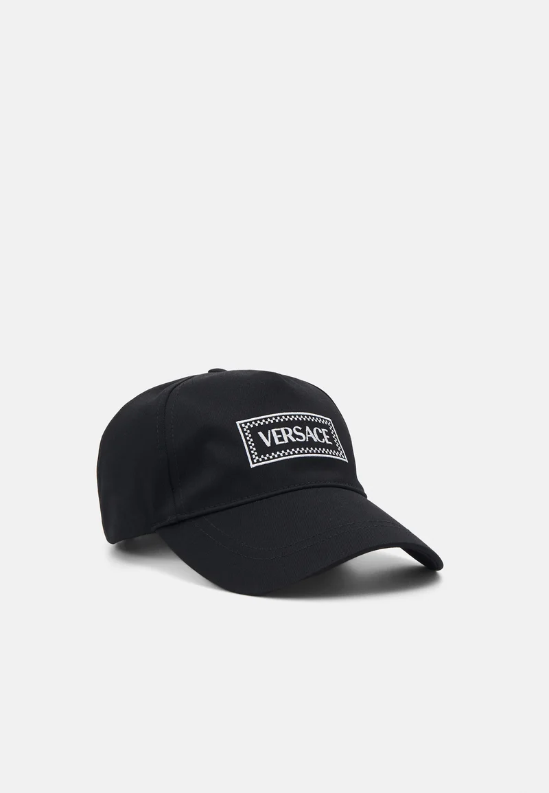 Online Here Versace BASEBALL DRILL+ EMBROIDERED TAG UNISEX - Cap black/white Accessories Beanies, hats & caps Caps