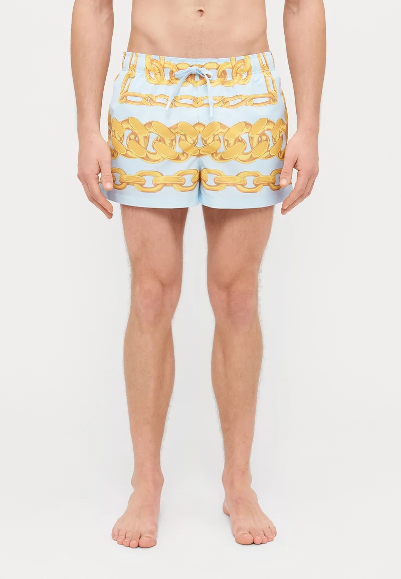Outlet Online Versace SWIM GOLFO MEDUSA CHAINS PRINT - Swimming shorts pastel blue/gold Clothing Swimwear Swim trunks Briefs