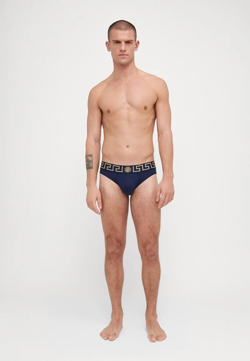 premier fashion designer Versace UNDERPANTS TOPEKA NEW LOGO 3 PACK - Briefs black/dark blue/white Clothing Underwear & Socks Underpants Boxer shorts