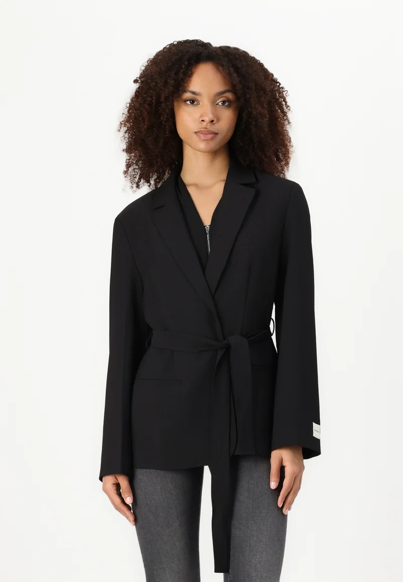 factory wholesale prices Calvin Klein TRAVEL BELTED BLAZER - Blazer black Clothing Jackets & Blazers Blazers