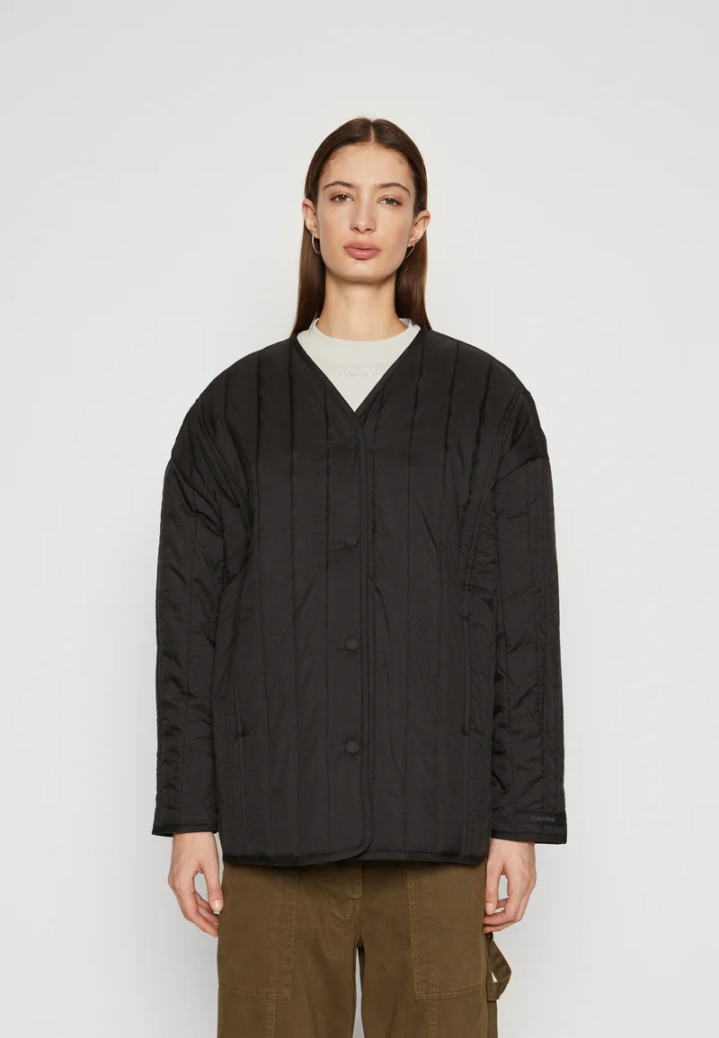 Discount Save up to Calvin Klein VERTICAL QUILT JACKET - Light jacket black Clothing Jackets & Blazers Bomber Jackets