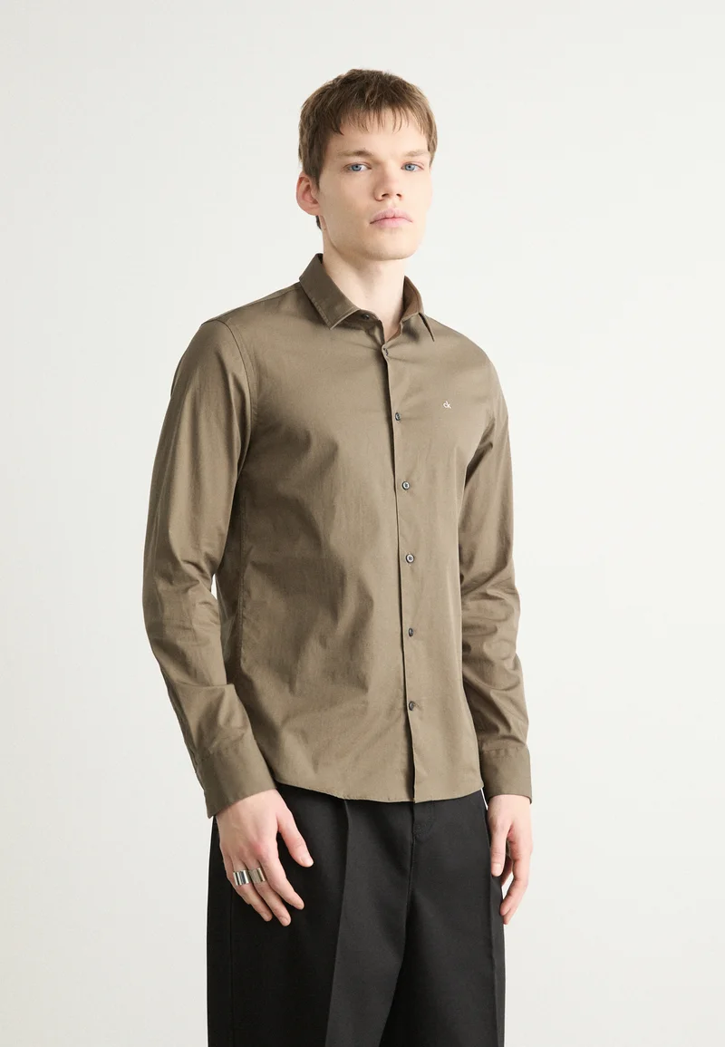 Online Store Calvin Klein SLIM SHIRT - Shirt tarmac Clothing Shirts Casual Shirts
