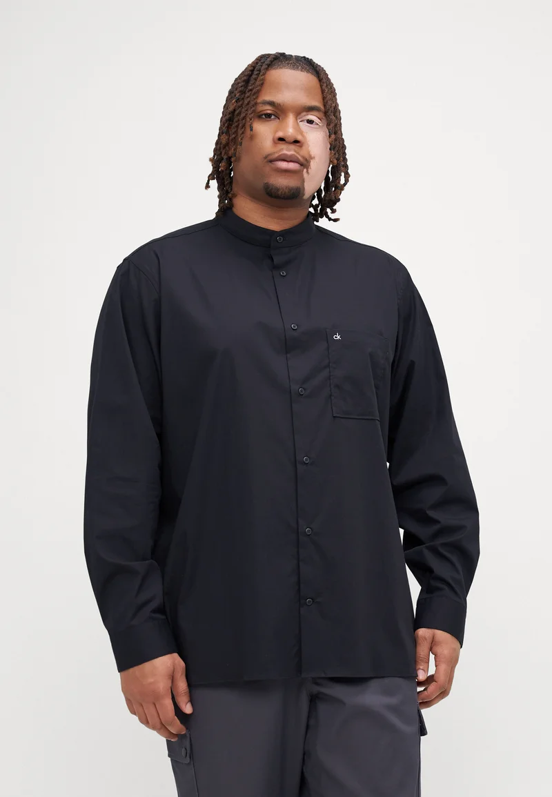 reliable quality Calvin Klein POPLIN GRANDAD COLLAR SHIRT - Shirt black Clothing Shirts Casual Shirts