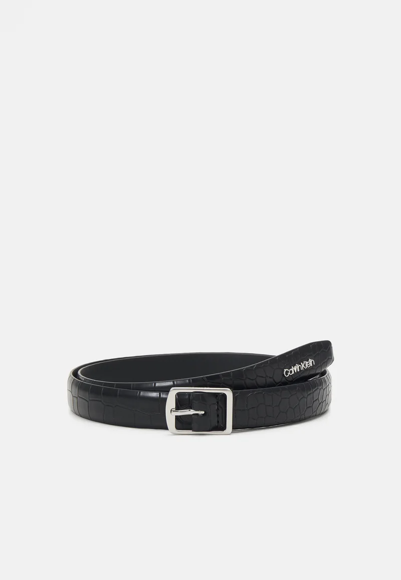 Authorized Site Calvin Klein SLIM BUCKLE BELT CROCO - Belt black  Accessories Sale Belts Braided belt