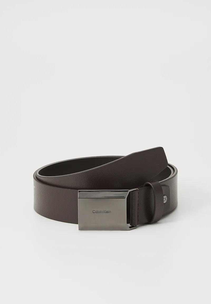 authorized dealers Calvin Klein BEVELED PLAQUE  - Belt dark brown Accessories Belts Casual belts