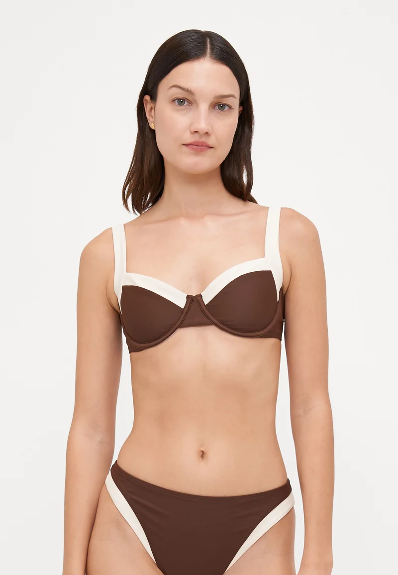 high-tech materials Abercrombie & Fitch WIDE STRAP UNDERWIRE CONTRAST - Bikini top chicory coffee Clothing Swimwear Bikinis Bikini sets
