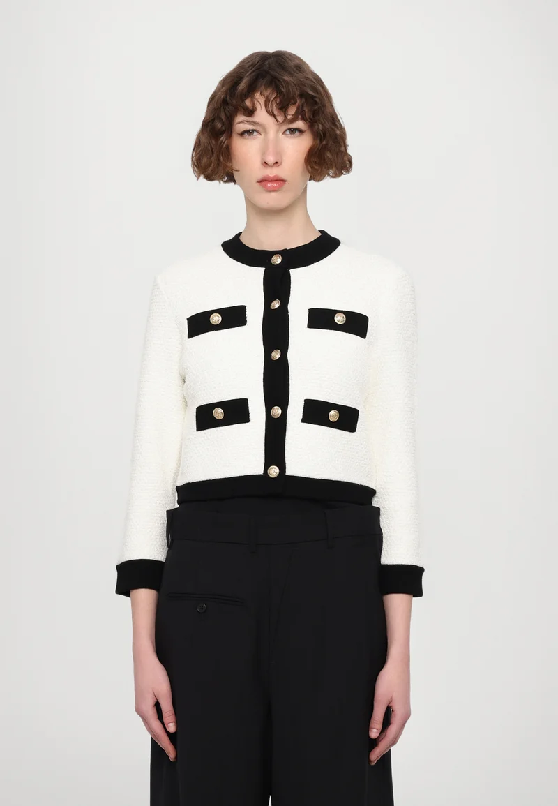 Elegant Factory Outlet Alice + Olivia CLAIRA CARDI - Cardigan soft white/black Clothing Knitwear & Cardigans Cardigans