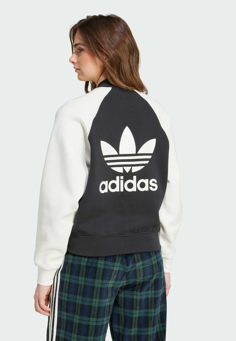 official authorized store adidas Originals TREFOIL COLLEAGUE - Zip-up sweatshirt black  white Streetwear Clothing Jackets, Gilets & Blazers Bomber Jackets