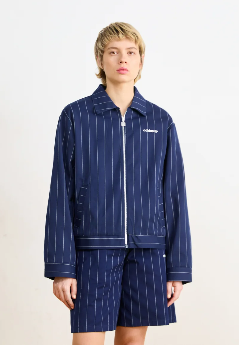 Online Store adidas Originals PINSTRIPE - Summer jacket night indigo/off-white Streetwear Clothing Jackets, Gilets & Blazers Bomber Jackets
