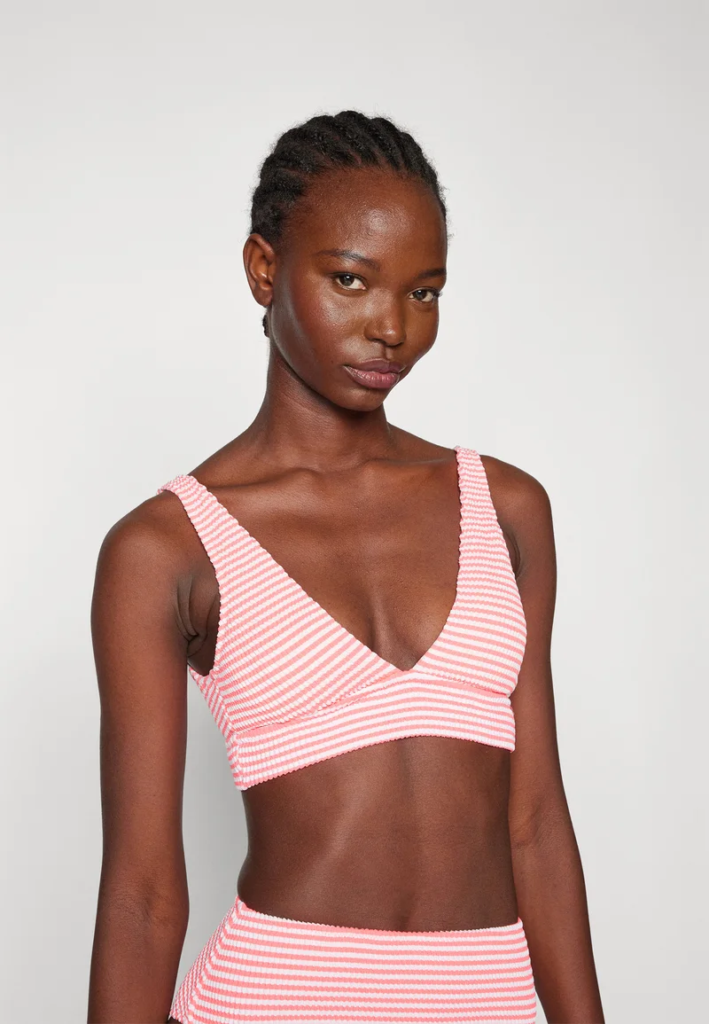 high-end aerie LONGLINE PLUNGE STRIPE CRINKLE - Bikini top tropadelic Clothing Swimwear Beach accessories Bikini tops