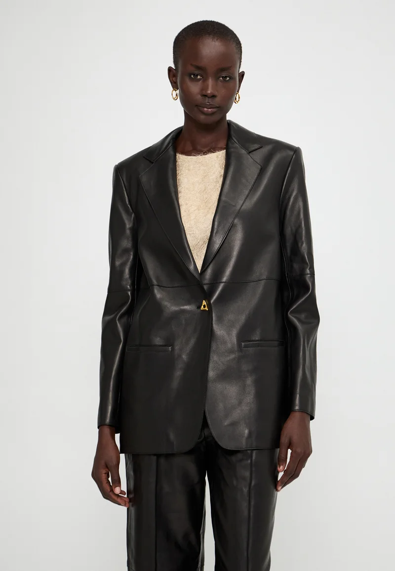 Sale Online AERON Leather jacket - black Clothing Jackets & Blazers Blazers