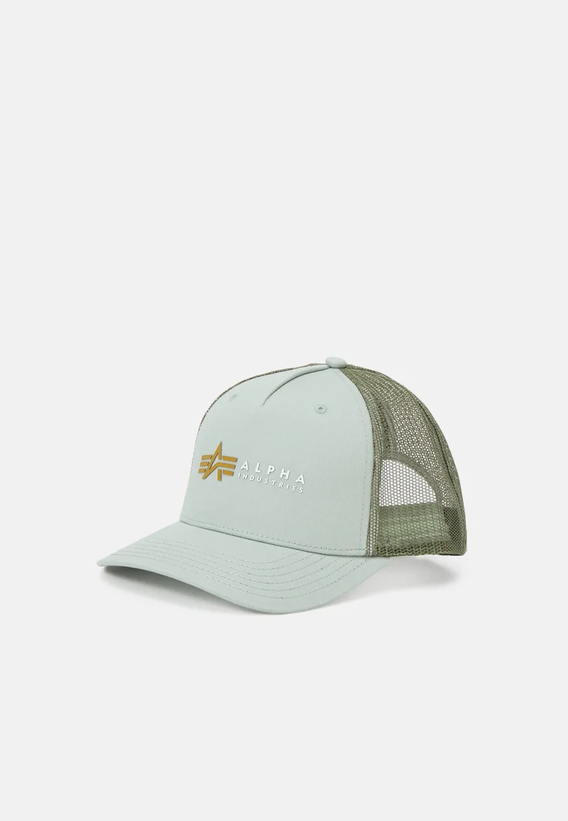 worldwide shipping Alpha Industries LABEL TRUCKER UNISEX - Cap dusty green Accessories Beanies, hats & caps Caps