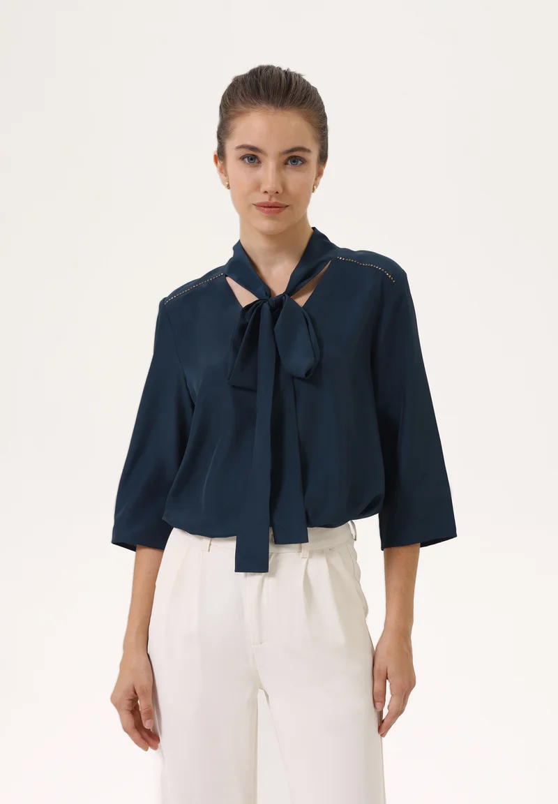 Quality Design Anna Field Blouse - navy/gold Clothing Shirts & Blouses Blouses