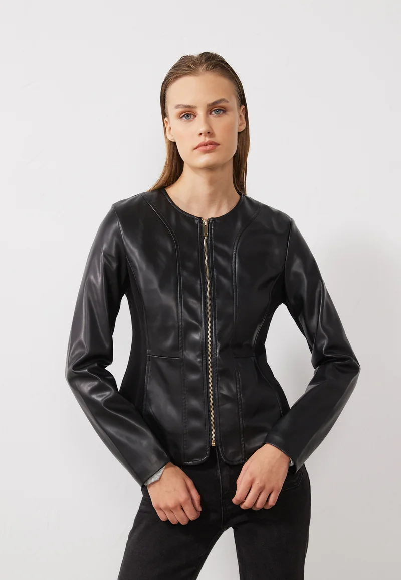 Authorized Site Anna Field Faux leather jacket - black Clothing Jackets & Blazers Bomber Jackets
