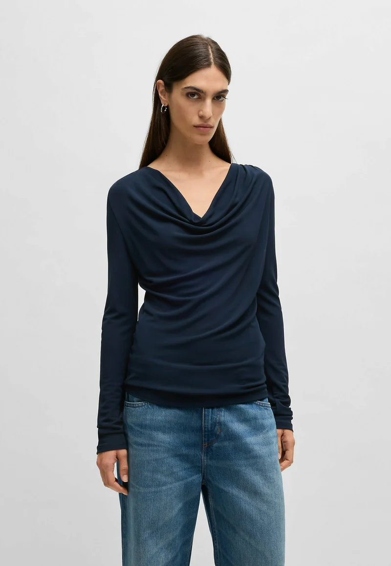 amazing selection BOSS Long sleeved top - dark blue four Clothing Shirts & Blouses Blouses