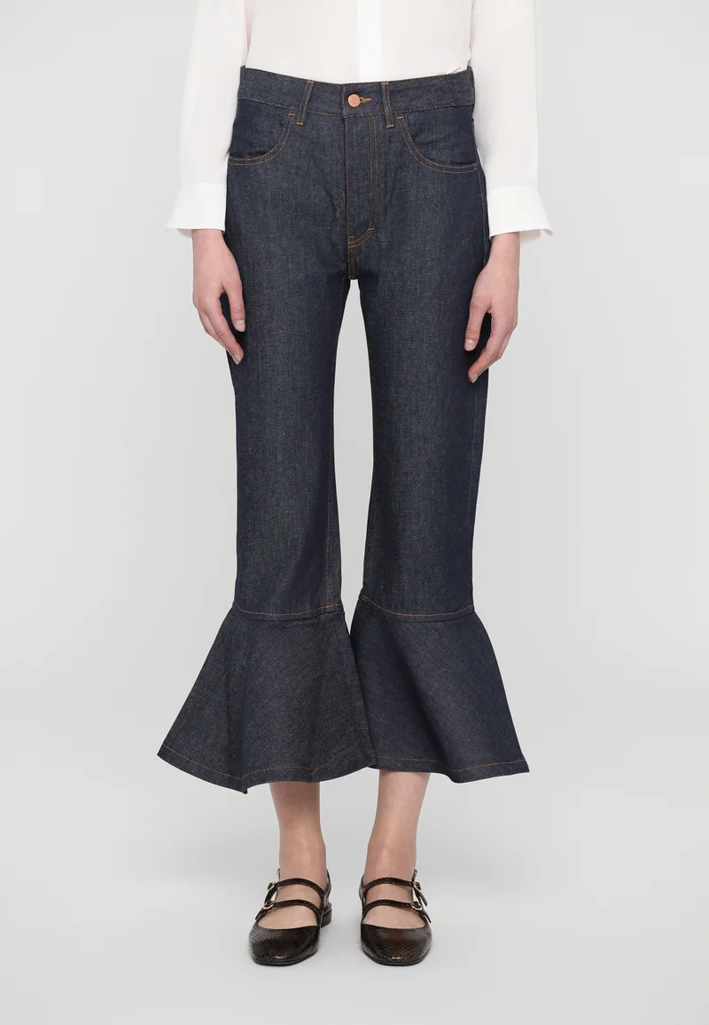 high-tech materials BITE Studios PETAL ORGANIC  - Flared Jeans dark blue raw Clothing Bootcut & Flared