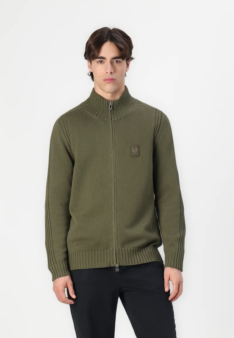 stylish Belstaff WATCH FULL ZIP CARDIGAN - Cardigan dark surplus green Clothing Knitwear Cardigans