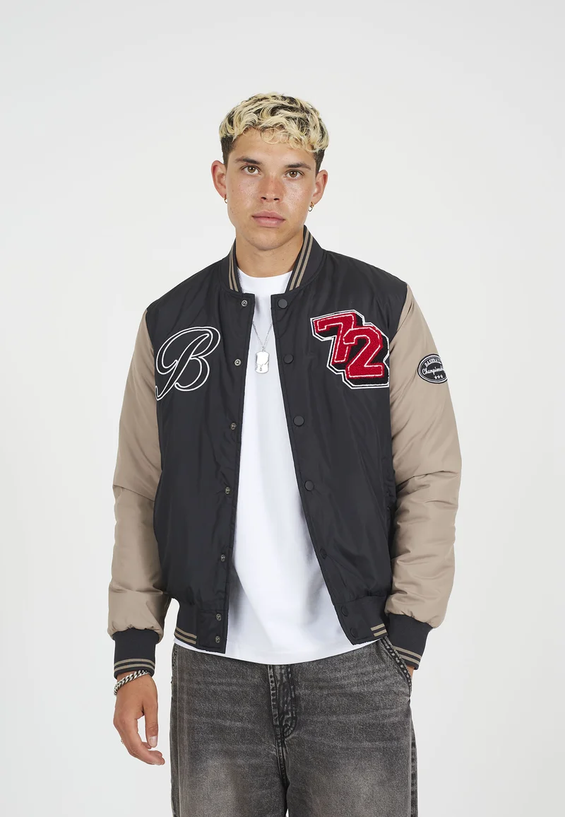 No Sale Tax Brave Soul BRODY - Bomber Jacket black/stone Clothing Sale Jackets Gilet Bomber Jackets