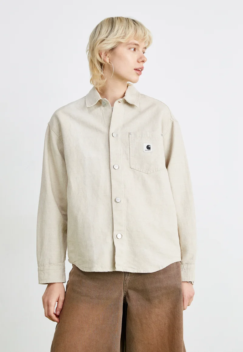 UK Cheap Sale Carhartt WIP ETHEL - Button-down blouse beige Streetwear Clothing Shirts & Blouses Blouses