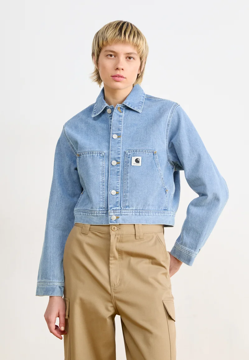 cheap prices Carhartt WIP DOUBLE FRONT JACKET MAITLAND'  - Denim jacket blue stone bleached Streetwear Clothing Jackets, Gilets & Blazers Bomber Jackets