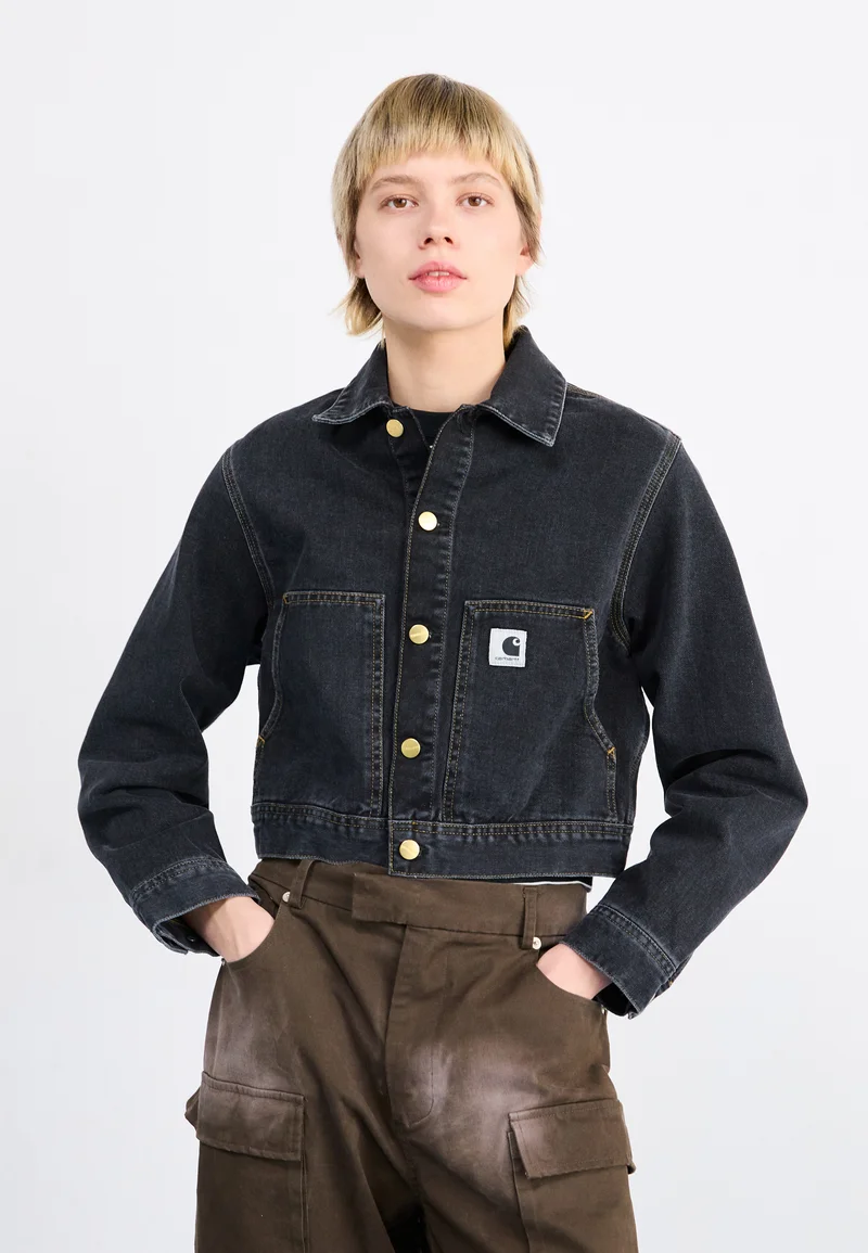 Free Shipping Carhartt WIP DOUBLE FRONT JACKET MAITLAND'  - Denim jacket black stone washed Streetwear Clothing Jackets, Gilets & Blazers Bomber Jackets