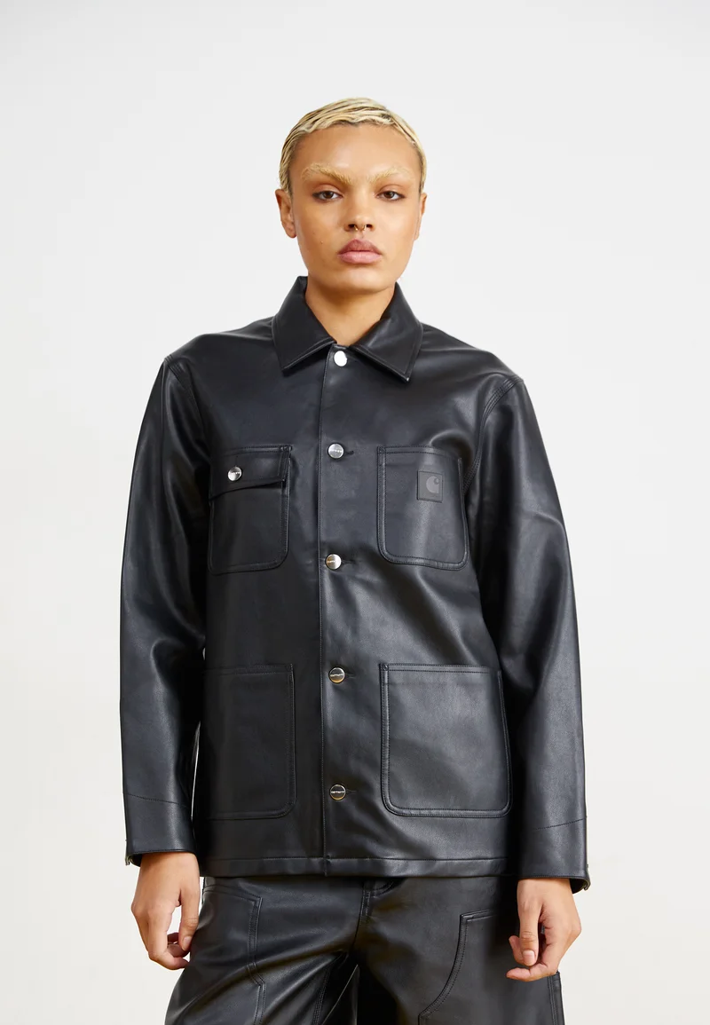 various styles Carhartt WIP MICHIGAN JACKET - Faux leather jacket black Streetwear Clothing Jackets, Gilets & Blazers Bomber Jackets