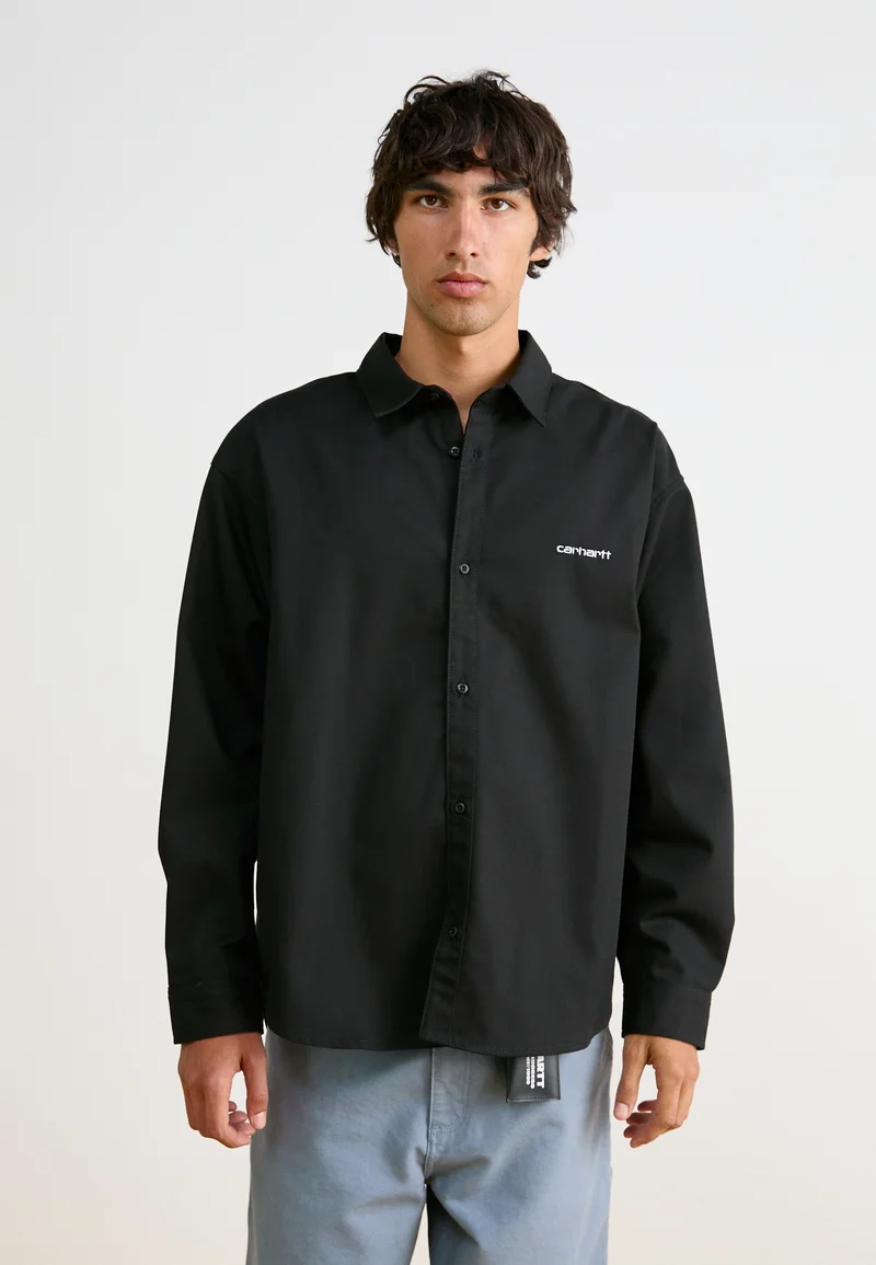 premium selection Carhartt WIP MODULE SCRIPT - Shirt black/white Clothing Shirts Casual Shirts