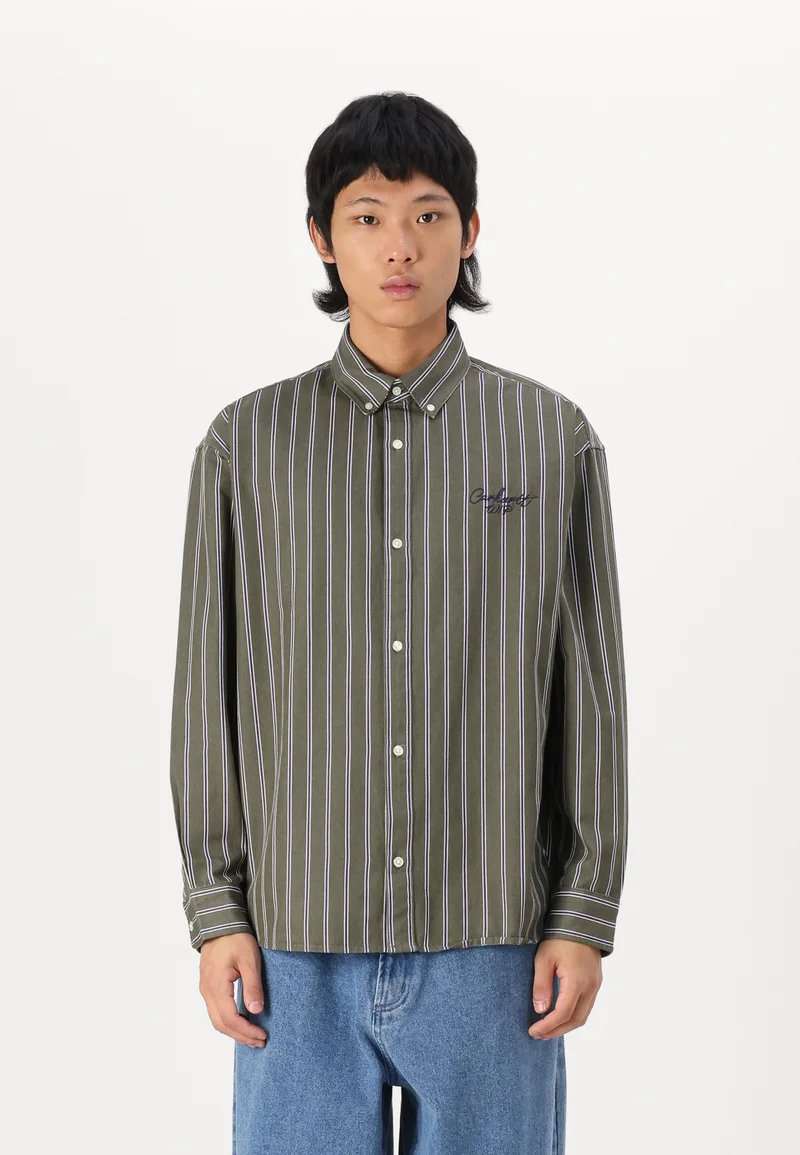 various styles Carhartt WIP SIGNATURE SHIRT - Shirt office green/aura stone washed Clothing Shirts Casual Shirts