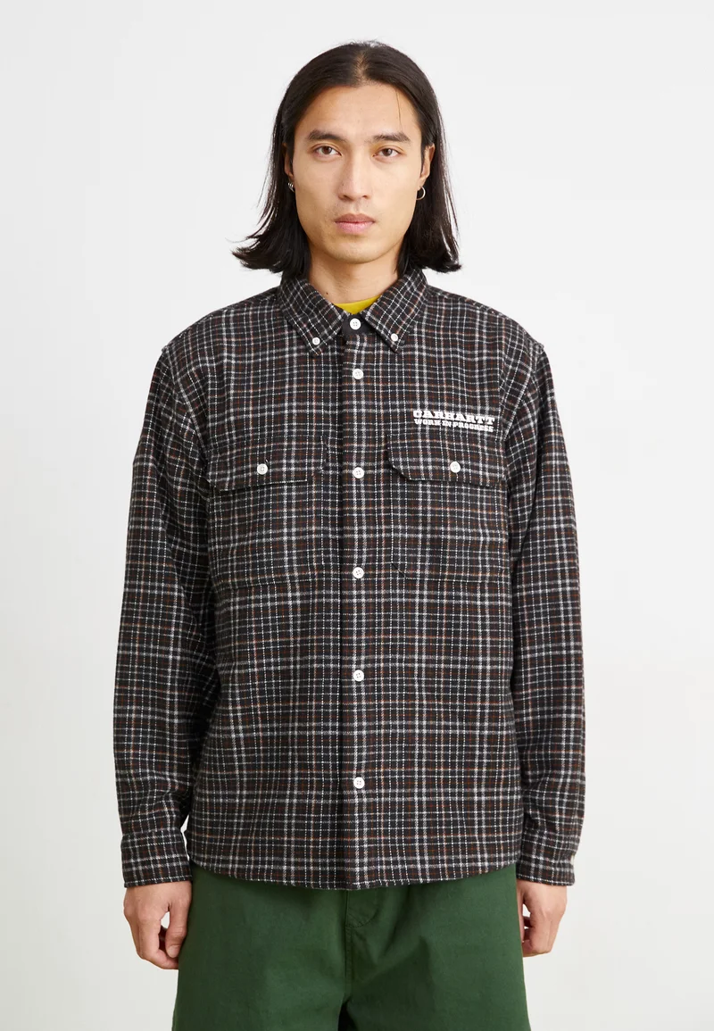 collection Carhartt WIP RUNAWAY MILLETT - Shirt millett check, black / wax Clothing Shirts Casual Shirts