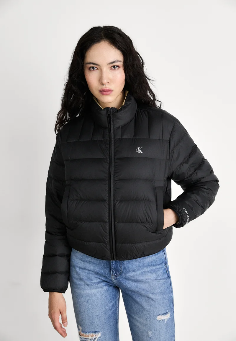 best value Calvin Klein Jeans SHORT PUFFER - Down jacket black Clothing Jackets & Blazers Bomber Jackets