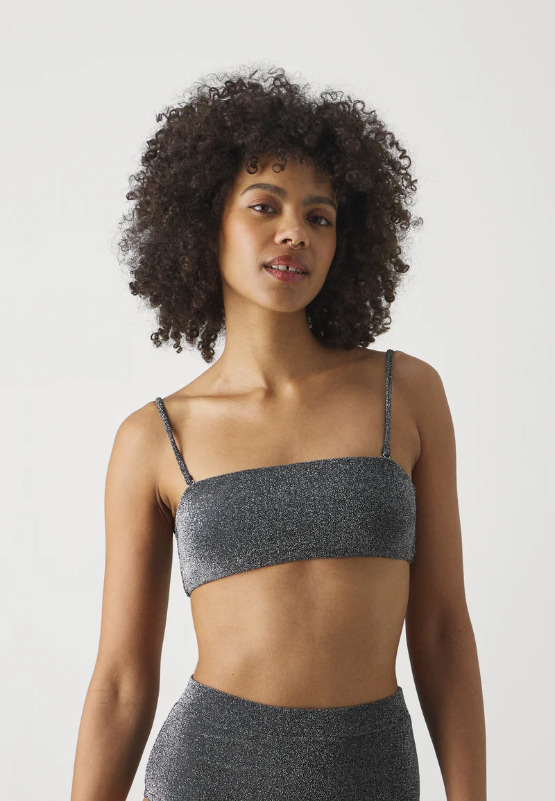 famous brand Cotton On Body BANDEAU - Bikini top black metallic Clothing Swimwear Beach accessories Bikini tops