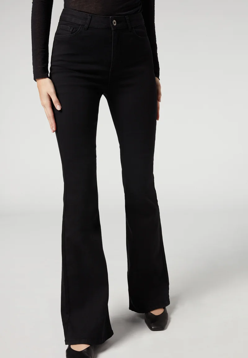 Lowest Price Online Calzedonia FLARED - Flared Jeans nero denim Clothing Bootcut & Flared