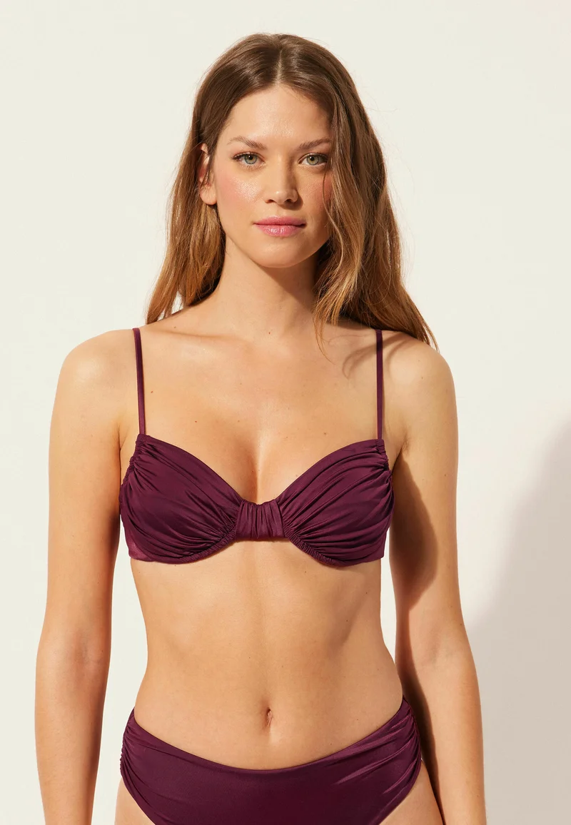 Best Discount Price Calzedonia BALCONETTE - Bikini top rot c shiny satin bordeaux Clothing Swimwear Bikinis Bikini sets