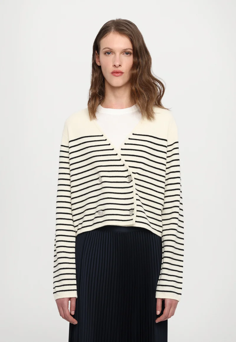 newest collection DESIGNERS REMIX COSMO JACKET - Cardigan ivory/black Clothing Knitwear & Cardigans Cardigans