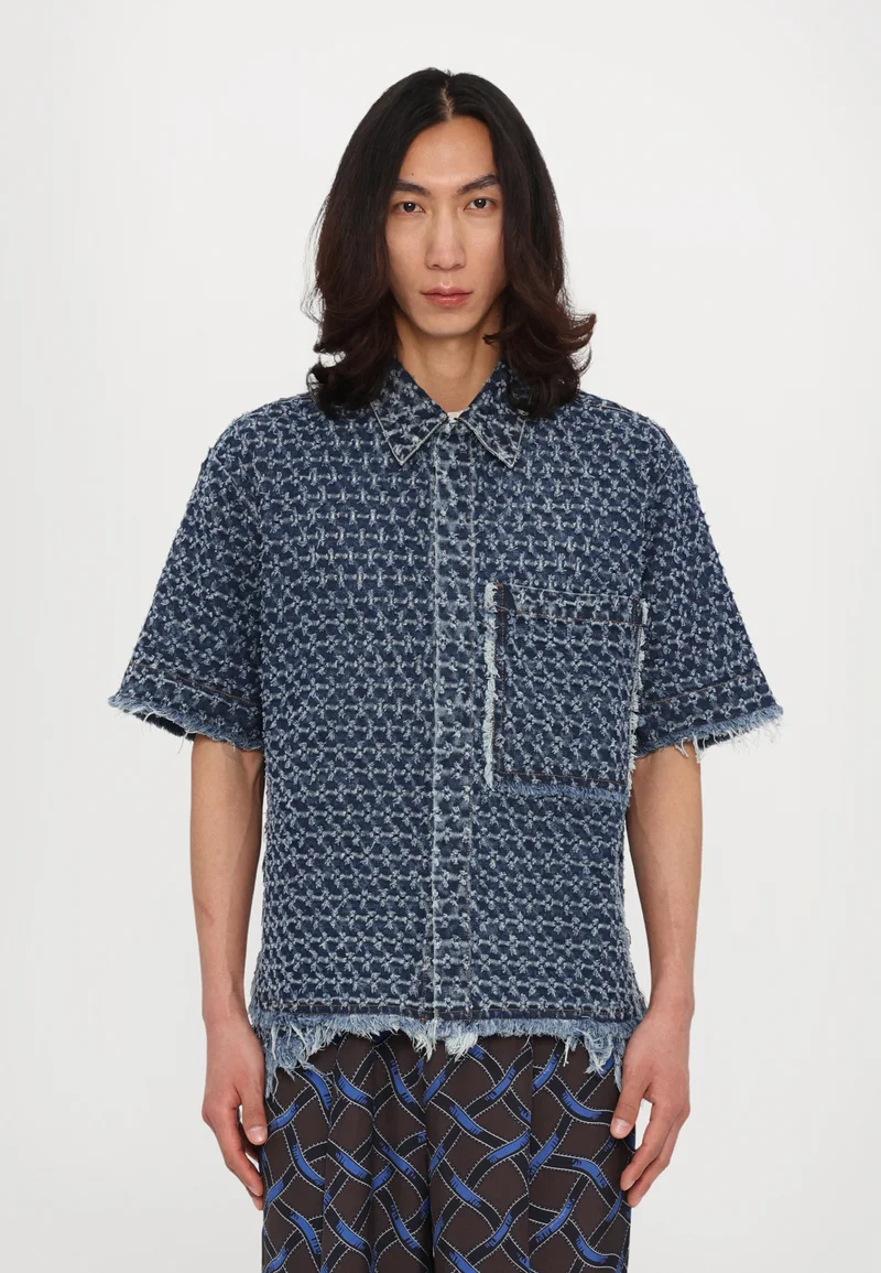 Most Fashionable Outlet Dhruv Kapoor PUNCTURED KIMONO SHIRT - Shirt blue Clothing Shirts Casual Shirts