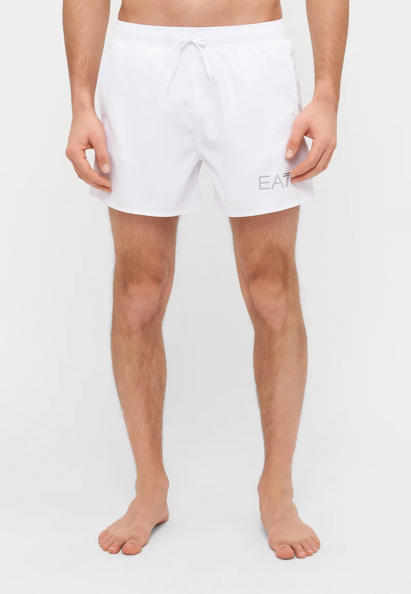 Sale UK EA7 Emporio Armani BOXER BEACHWEAR - Swimming shorts white/silver Clothing Swimwear Swim trunks Briefs