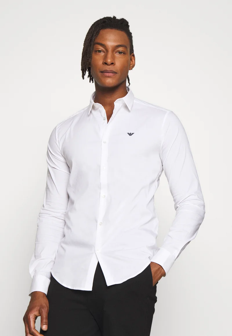 premier fashion designer Emporio Armani EXCLUSIVE CONTRAST LOGO - Shirt whiite Clothing Shirts Casual Shirts