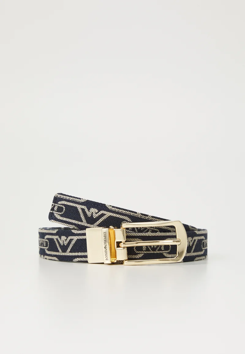 fabulous collection Emporio Armani TONGUE REVERSABLE MONOGRAM BELT - Belt blu/ecru Accessories Belts Casual belts