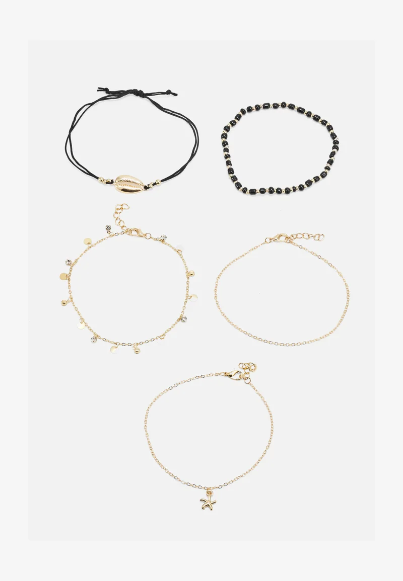 cheapest price Pieces VILNA ANKLET 5 PACK - Bracelet gold coloured/black Accessories Jewellery Bracelets