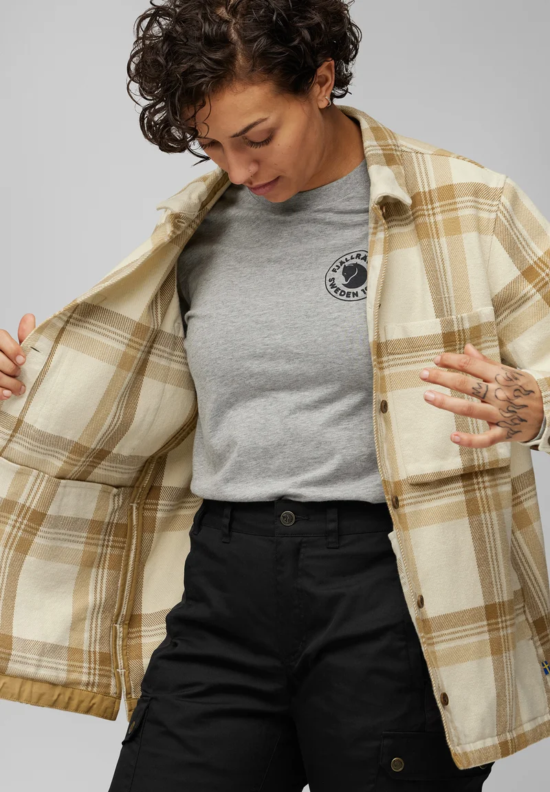 reasonable price Fjällräven SINGI FLANNEL OVERSHIRT W - Button-down blouse chalk white dune beige Clothing Sportswear Team merchandise Blouses