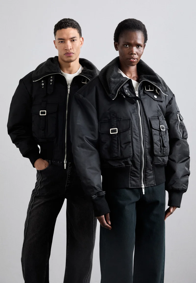 Online Store Feng Chen Wang LAPEL CARGO JACKET UNISEX - Bomber Jacket black Clothing Sale Jackets Gilet Bomber Jackets