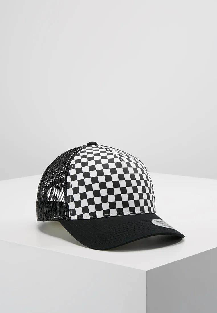 Official supplier Flexfit CHECKERBOARD RETRO TRUCKER - Cap black/white Accessories Hats & headscarves Caps