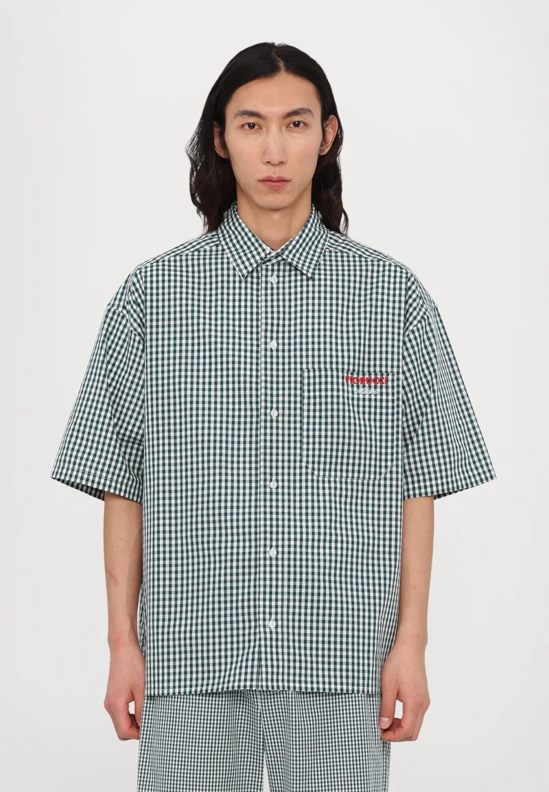 large discount Fiorucci GINGHAM LOGO SHIRT - Shirt dark green Clothing Shirts Casual Shirts