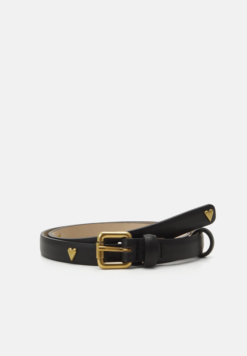Largest Fashion Store Fiorucci THIN BLACK HEART STUDDED BELT - Belt black Accessories Sale Belts Braided belt