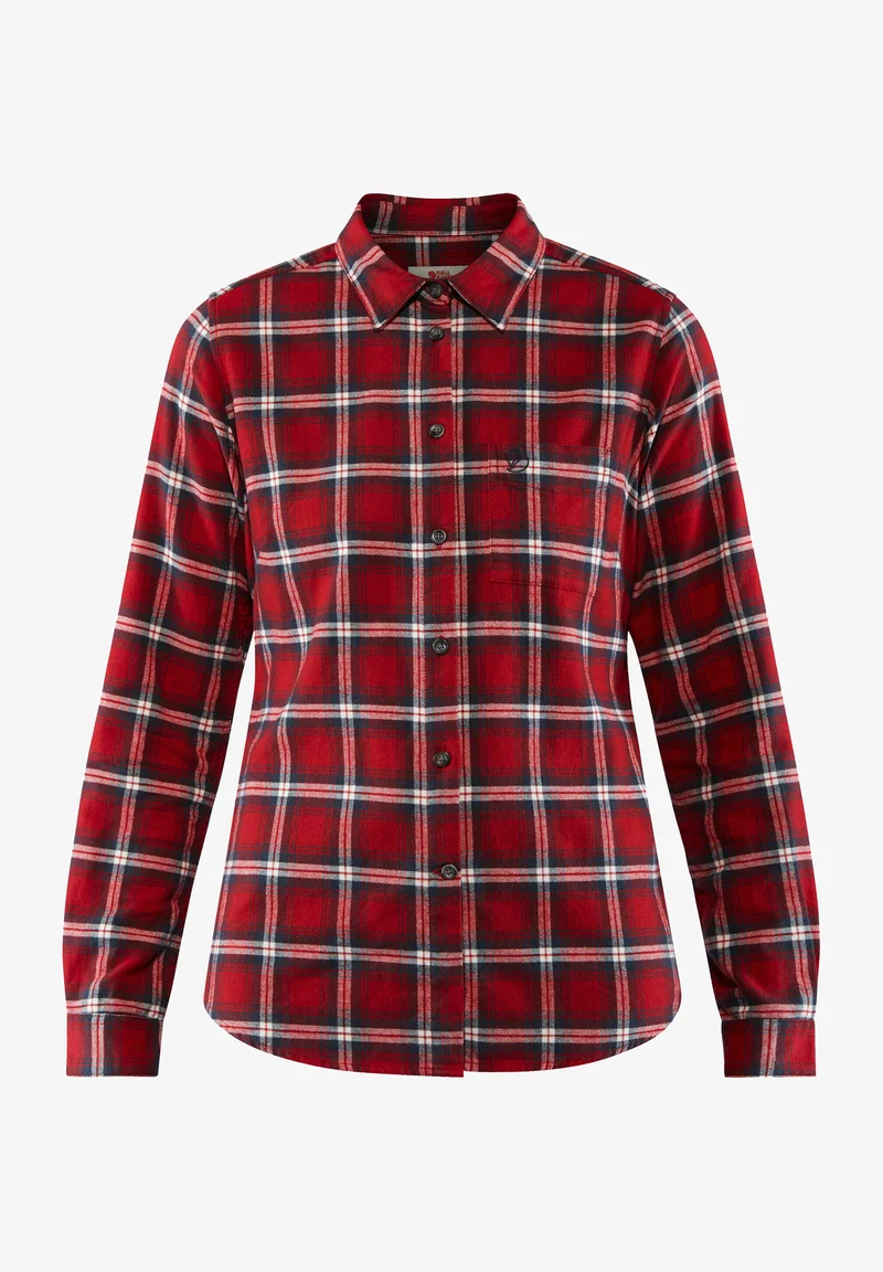 officially authorized Fjällräven ÖVIK FLANNEL SHIRT W - Button-down blouse wine Clothing Sportswear Team merchandise Blouses