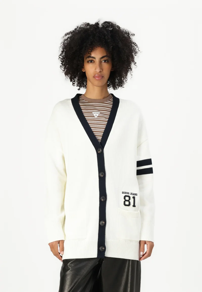 Wholesale Online USA Guess Jeans PATCH - Cardigan warm white Clothing Knitwear & Cardigans Cardigans